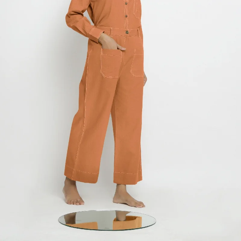 Online Only Orange 100% Cotton Patch Pocket Wide Legged Pant