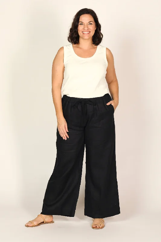 Price Reduction Breezy Relaxed Linen Pant in Black