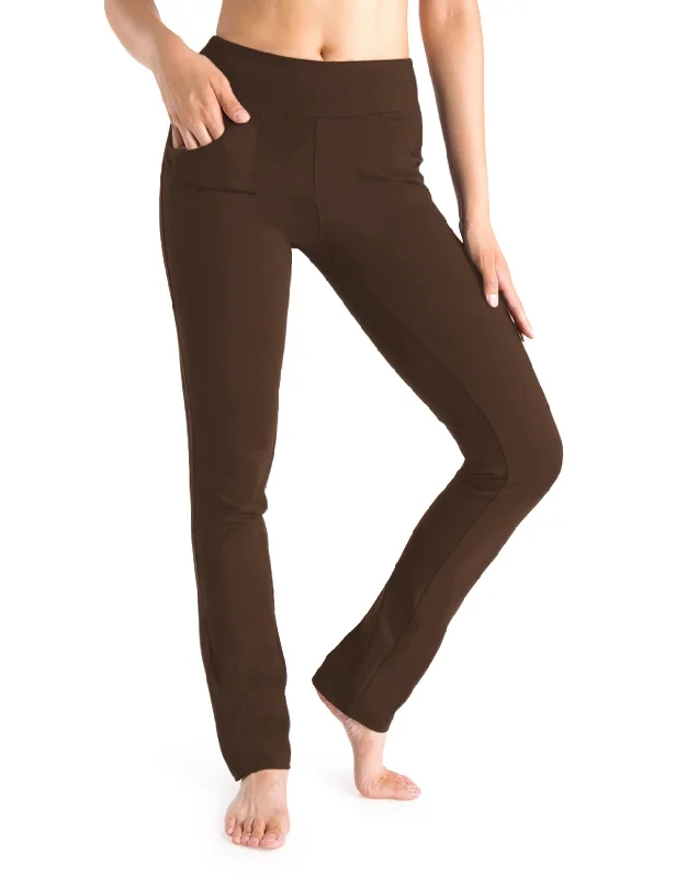 Weekend Deals to Brighten Your Day Straight Leg Yoga Pants, 5 Pockets (Brown)