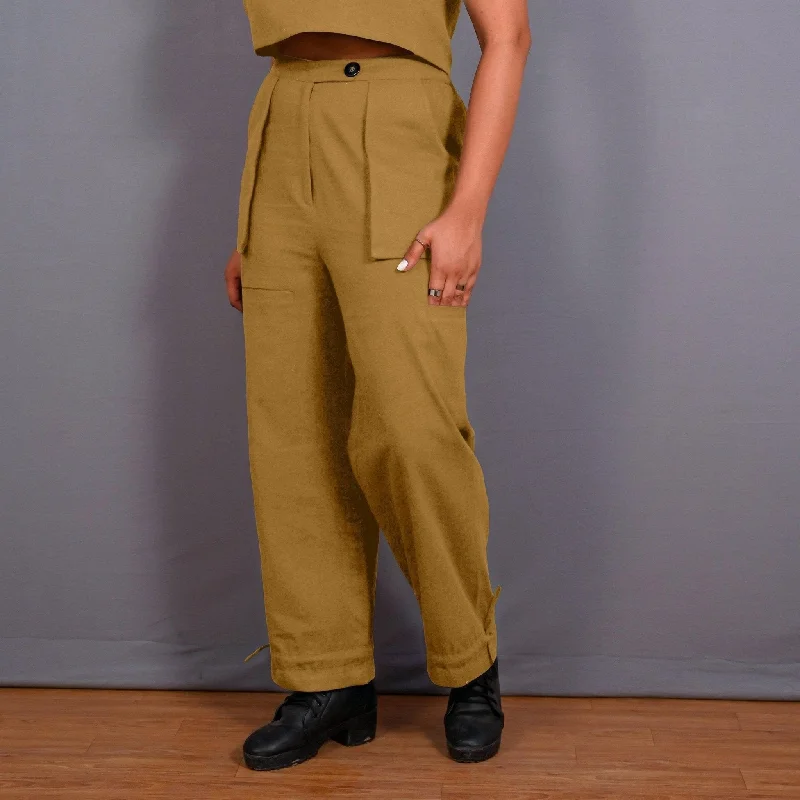 Weekend Discounts to Grab Mustard Warm Cotton Flannel High-Rise  Convertible Jogger Cargo Pant