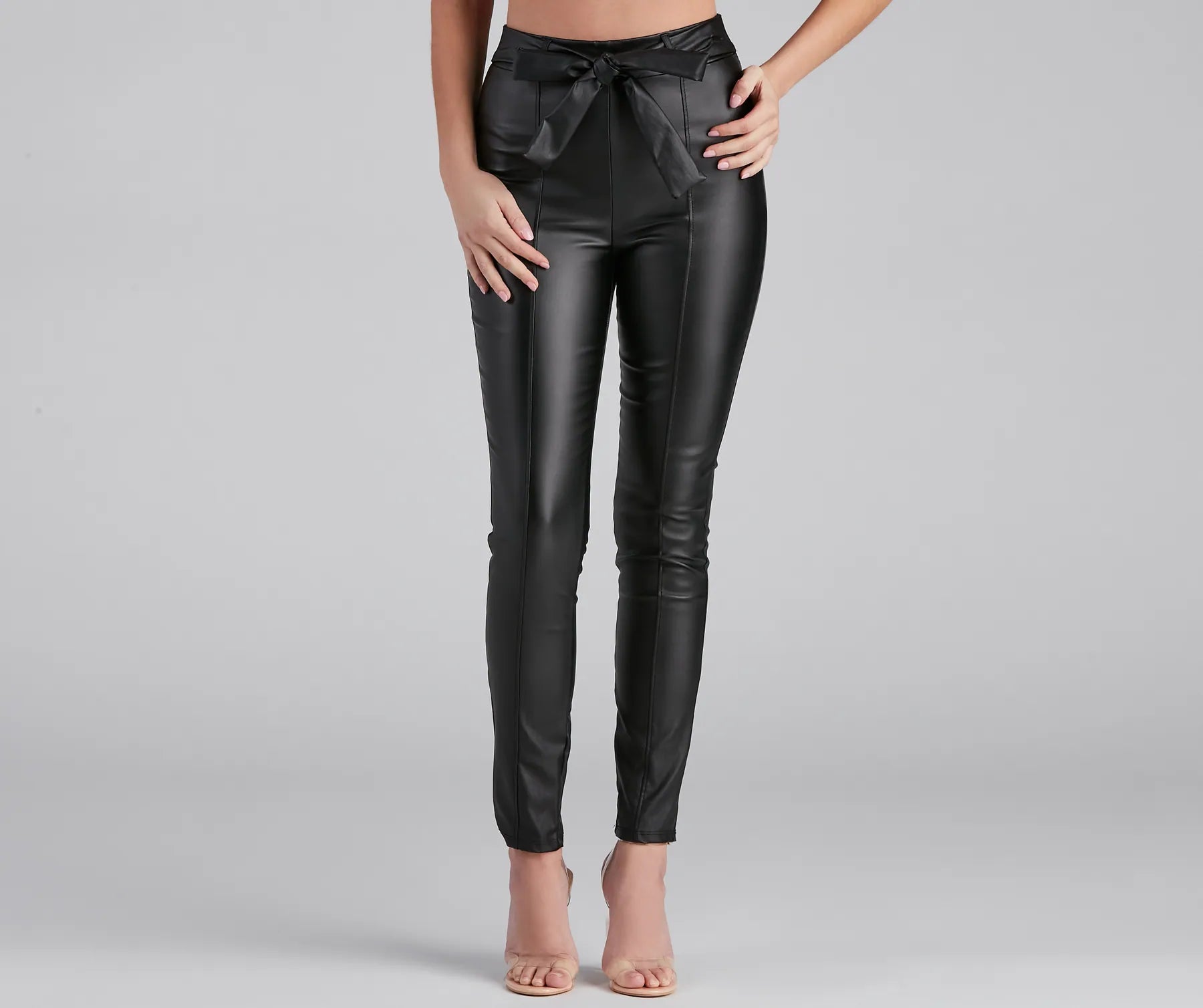 Time-Limited Offer High Waist Faux Leather Skinny Pants