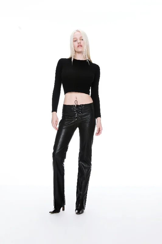 Don't Delay ELEMENT LACE UP PANT - BLACK VEGAN LEATHER