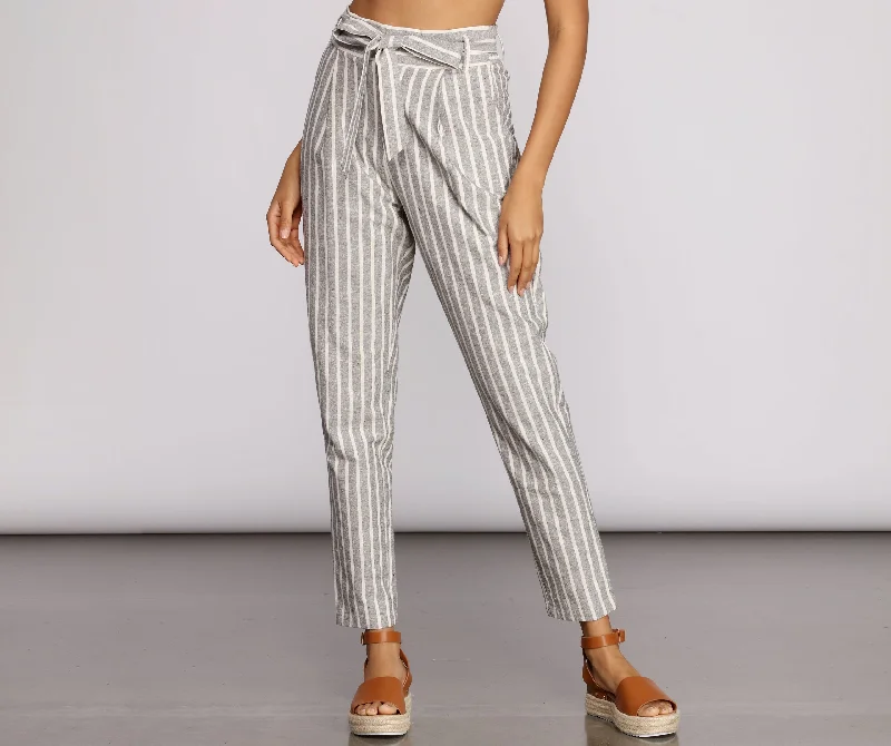 Markdowns Linen Stripe Tapered Pants