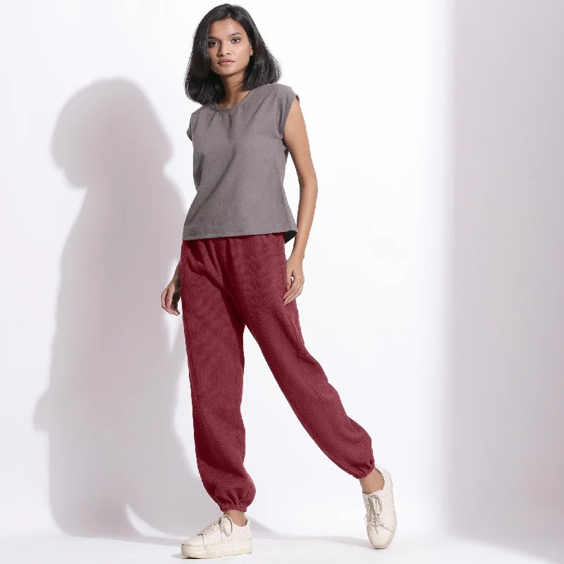 Bonus Savings Barn Red Warm Cotton Waffle High-Rise Jogger Pant