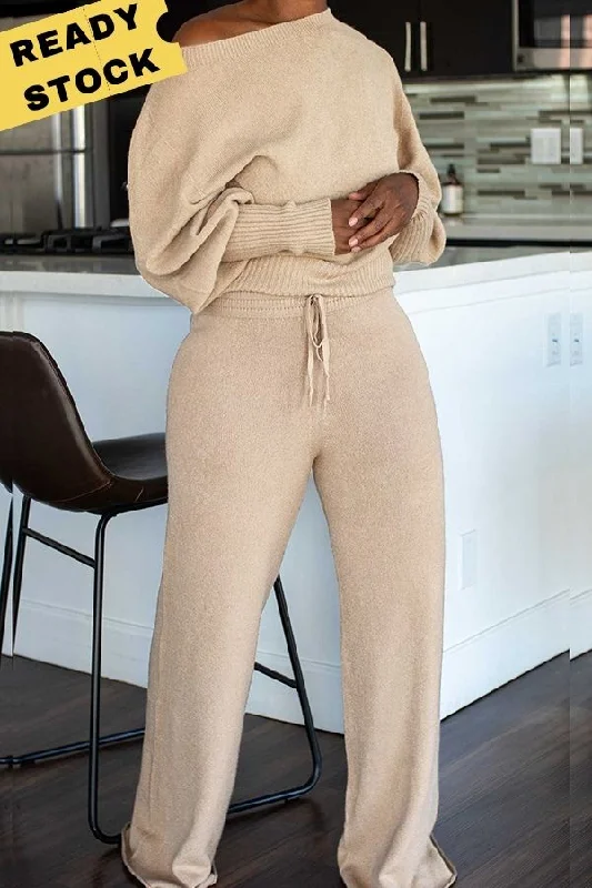 Massive Deals Casual Lantern Sleeve Knitted Two-piece Set