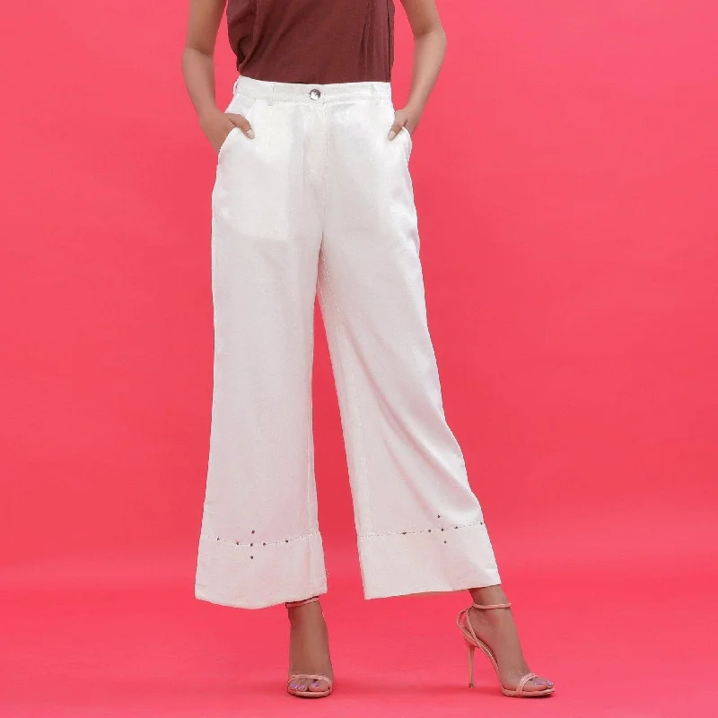 Unbeatable Prices White Warm Cotton Corduroy Ankle Length Bootcut Pant