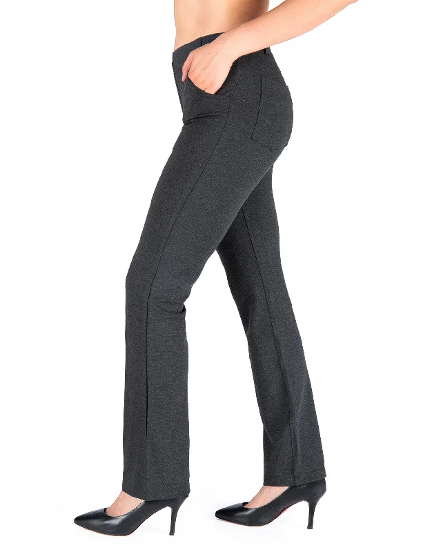 Mega Discount Straight Leg Yoga Dress Pants, 4 Pockets (Charcoal)