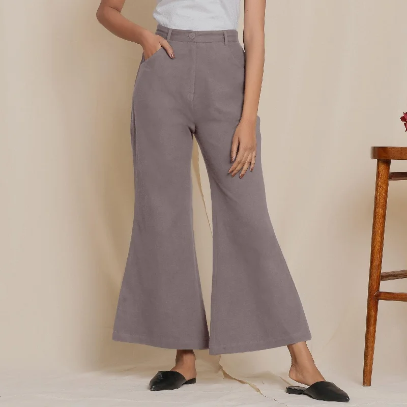 Today's Deal Ash Grey Warm Cotton Flannel Bootcut Pant