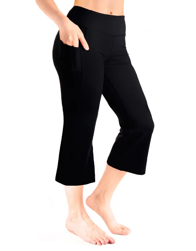Savings Spectacular Essential Flare Capri Yoga Pants, Side Pockets