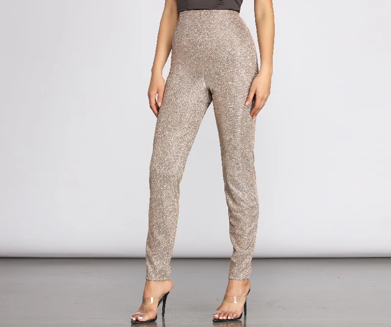 Weekend Savings Bonanza High Waist Glitter Skinny Pants