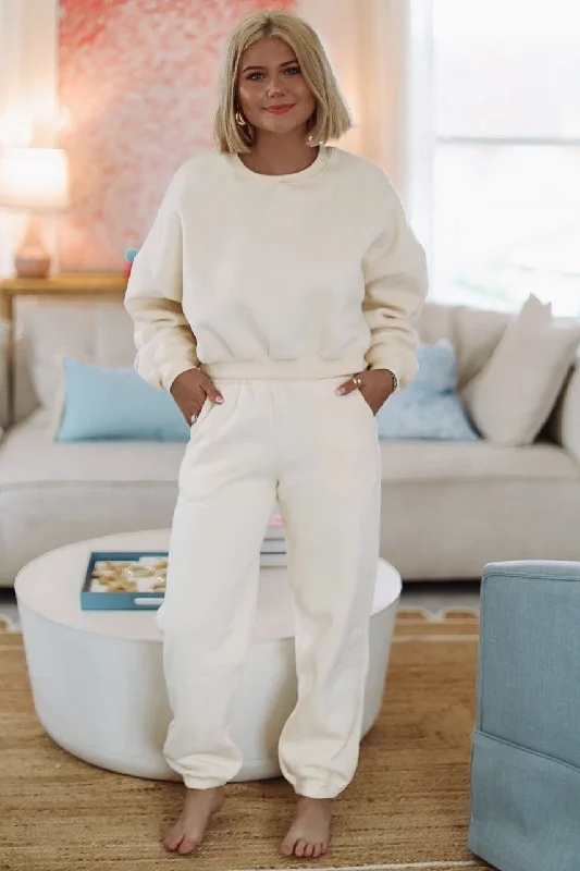 Price Blitz Jogger Stay Cozy and Cuddle Sweat Pants  - Cream