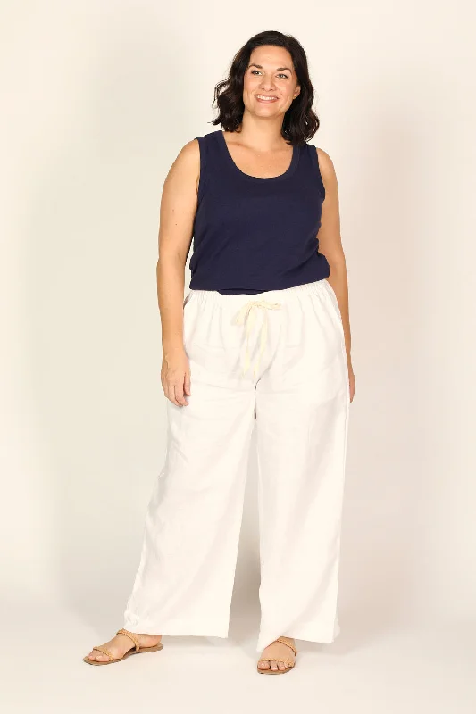 Special Price Breezy Relaxed Linen Pant in White