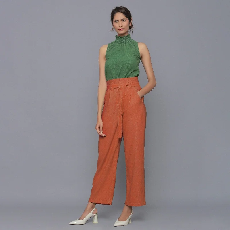 Inventory Reduction Sunset Rust Warm Cotton Corduroy Ankle Length Pant