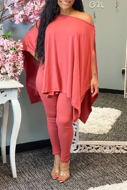 Today’s Special Casual Oblique Neck Top & Pants Set