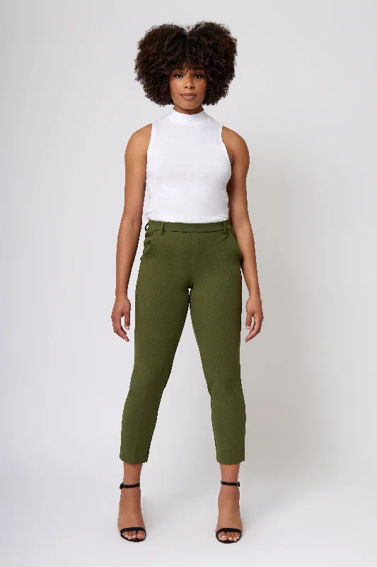Shop and Save Pull-on Crop Knit Crepe Trousers