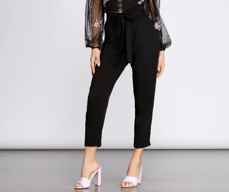 Special Price Tied and Tapered Paperbag Pants