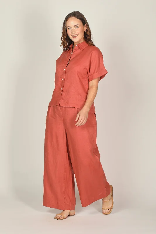 Bargain Prices Liliana Linen Wide Leg Pant in Desert Rose