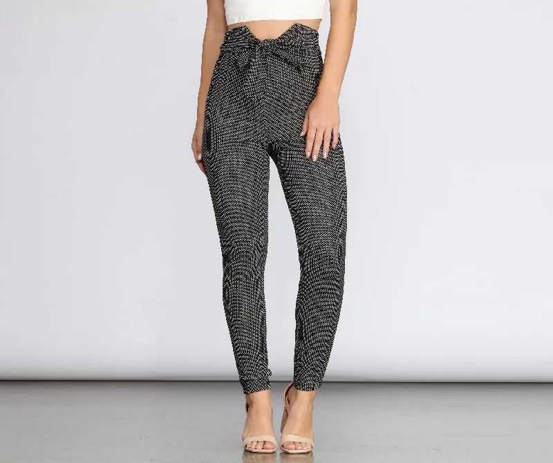 Discount Extravaganza Polka Dot Tie Waist Skinny Pants