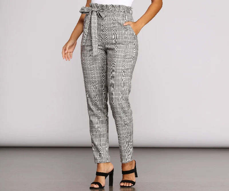 Hot Buy Go Glen Plaid Paperbag Pants