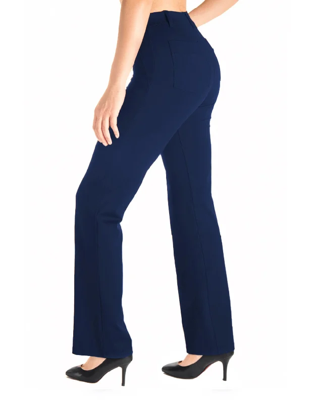 Online Specials Flare Yoga Dress Pants, Back Pockets (Navy Blue)