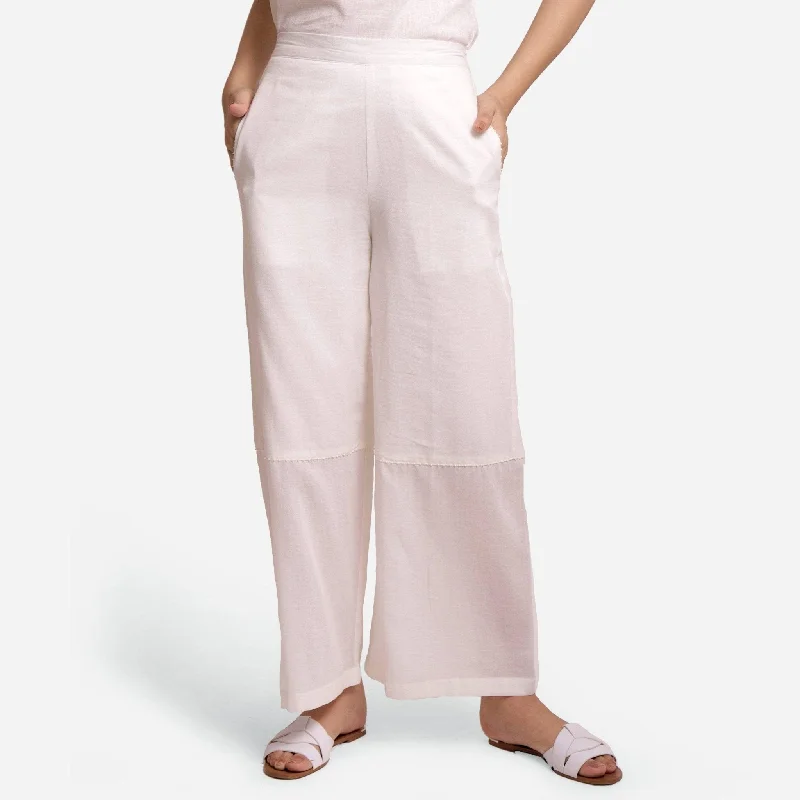 Daily Specials Off-White Hand Beaded Cotton Elasticated Wide Legged Pant