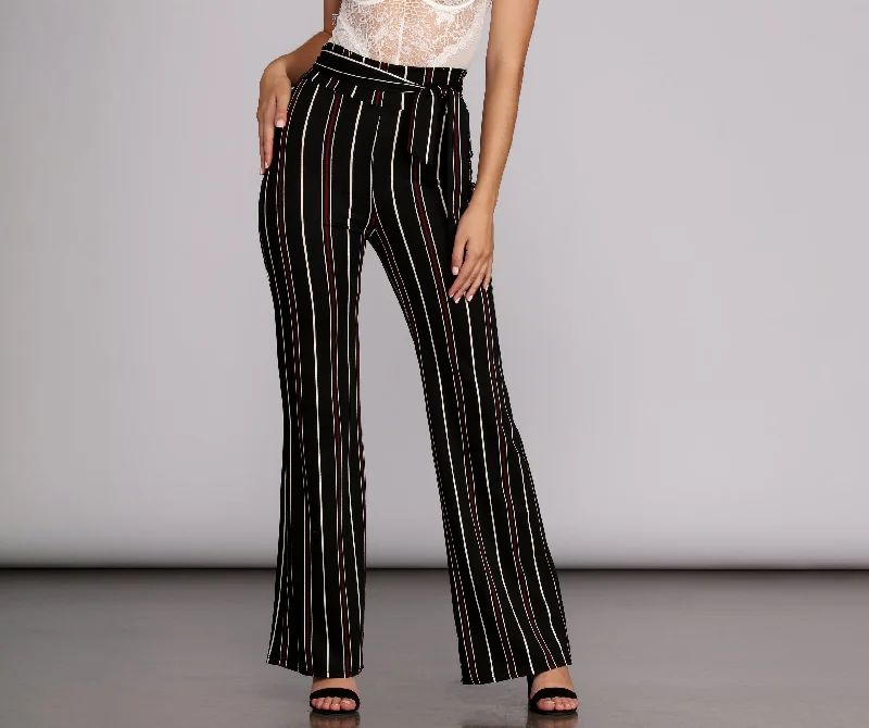 Flash Deals Stylin Striped High Waist Pants