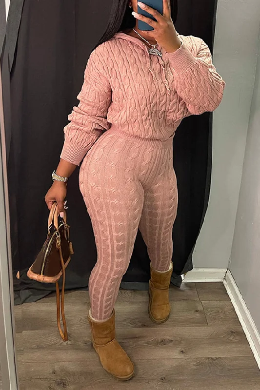 Stock Clearance Cable Knit Hoodie & Pants Set
