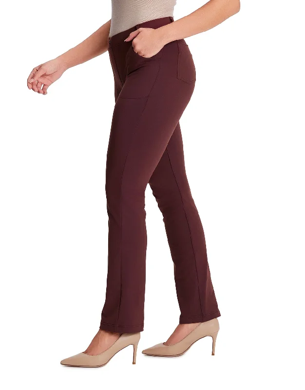 Low Price Straight Leg Yoga Dress Pants, 4 Pockets (Burgundy)
