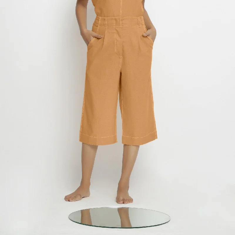 Discount Mania Orange Handspun Cotton Mid-Rise Culottes