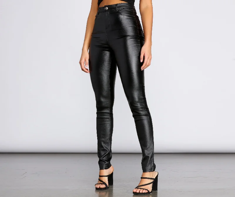 Weekend Offers That Impress High Waist Faux Leather Skinny Pants