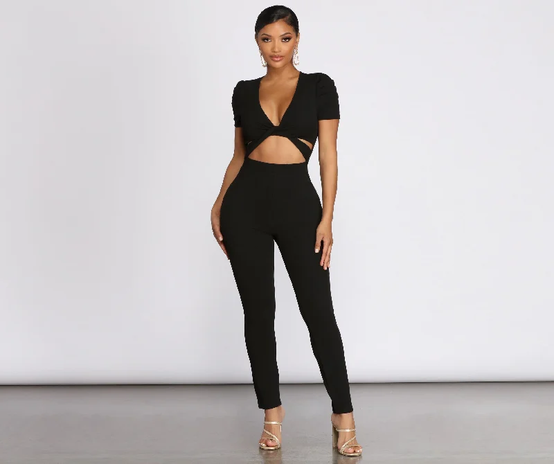 Exclusive Offers Risk It All Twist Front Fitted Jumpsuit