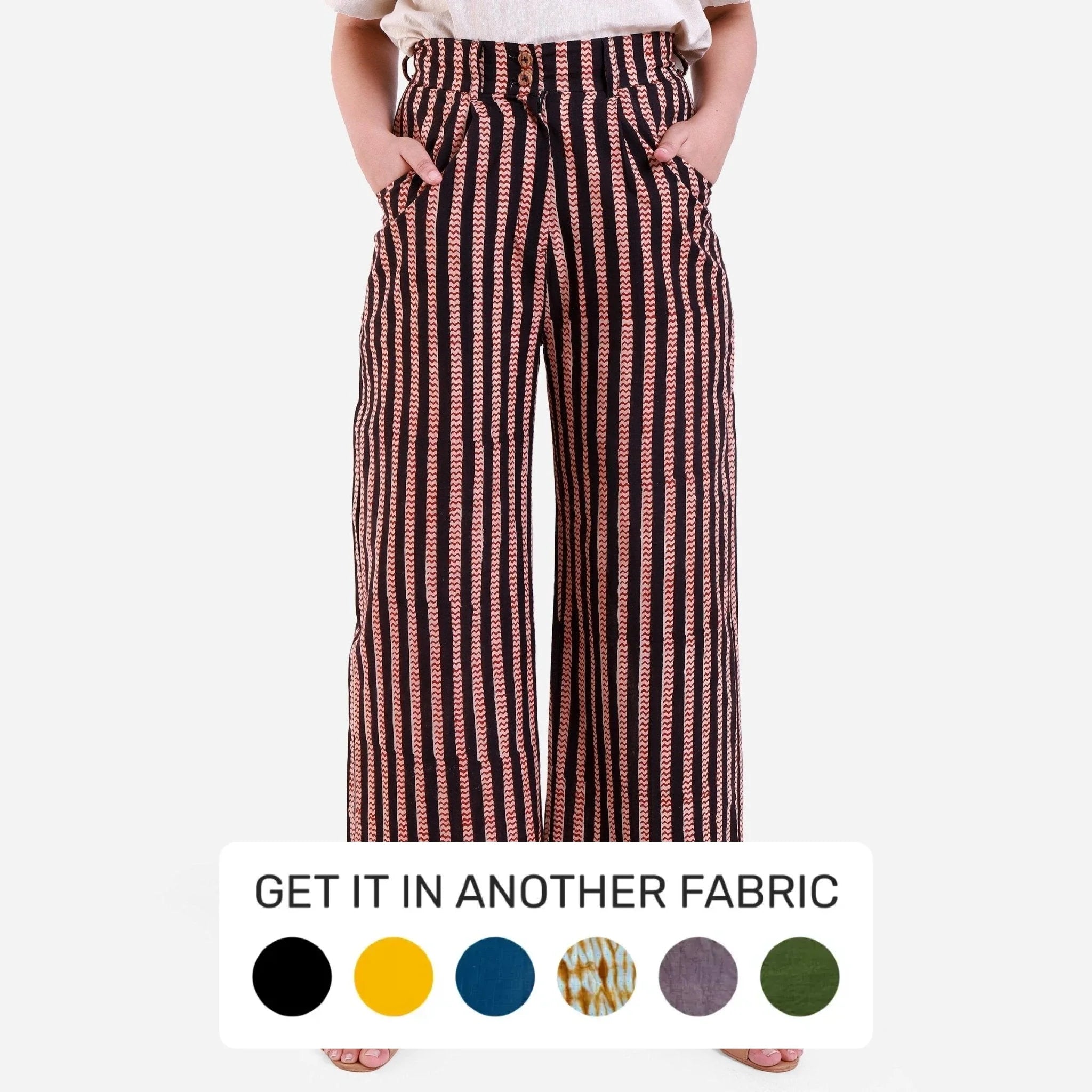 Big Savings Striped Block Print Cotton Baggy Trouser Pant