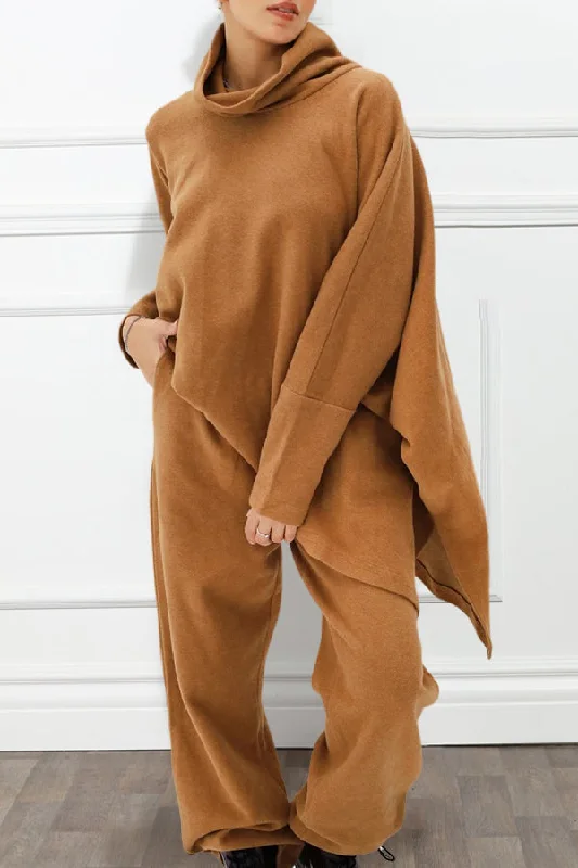 Fantastic Offers Casual High Neck Batwing Sleeve Top & Pants Set