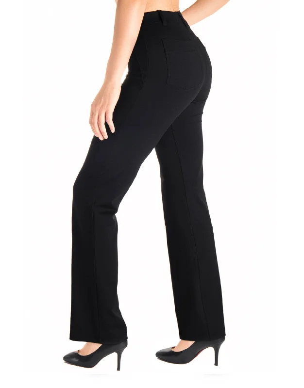 Fantastic Deals Flare Yoga Dress Pants, Back Pockets (Black)