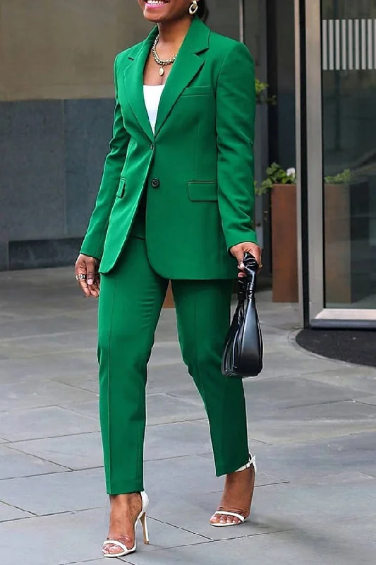 Stock Clearance Stylish Lapel Neck Pocket Blazer Set
