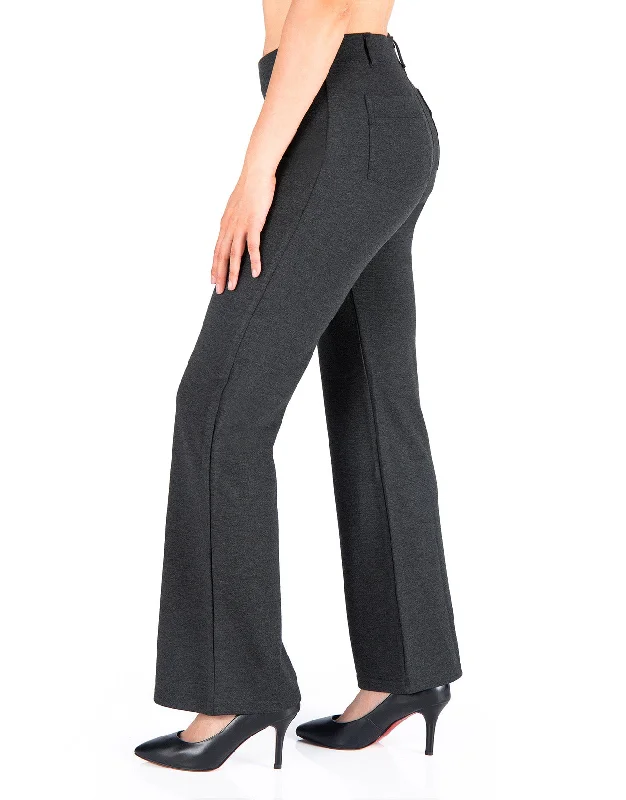 Final Sale Flare Yoga Dress Pants, Back Pockets (Charcoal)