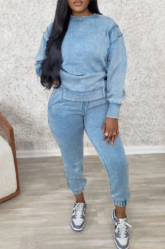 Today’s Special Casual Drop Shoulder Split Hem Sweatshirt Set