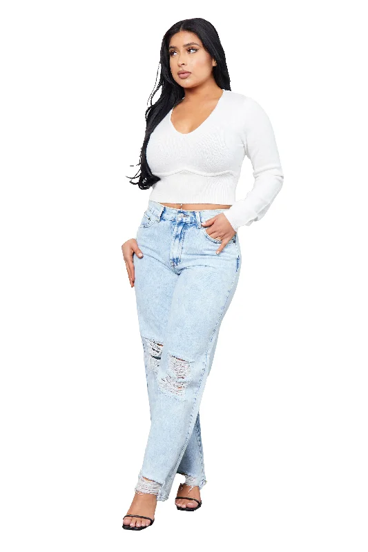 Price Drop Denim Skater Jeans with Destructions