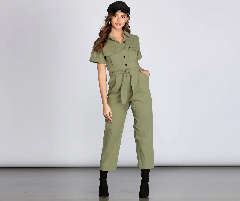 Fantastic Savings Suit Up Tie Waist Jumpsuit