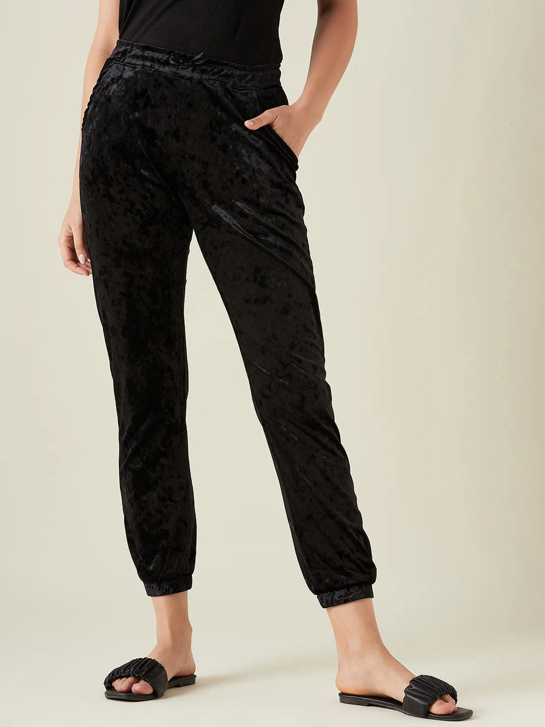 Huge Discounts Black velvet joggers