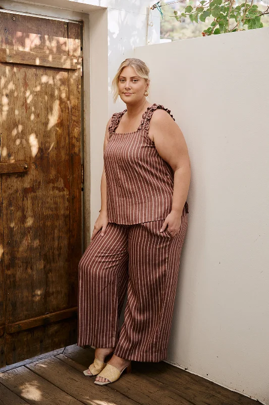 Act Fast Liliana Linen Wide Leg Pant in Nutmeg