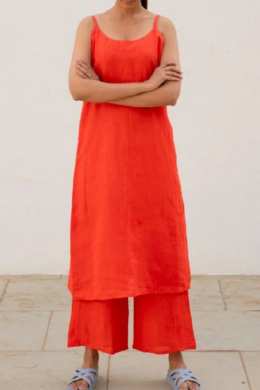 Special Offer Casual Solid Dress & Wide Leg Pants Set
