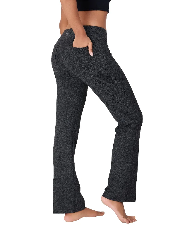 Members Only Essential Bootcut Yoga Pants, Back Pockets (Heather Gray)