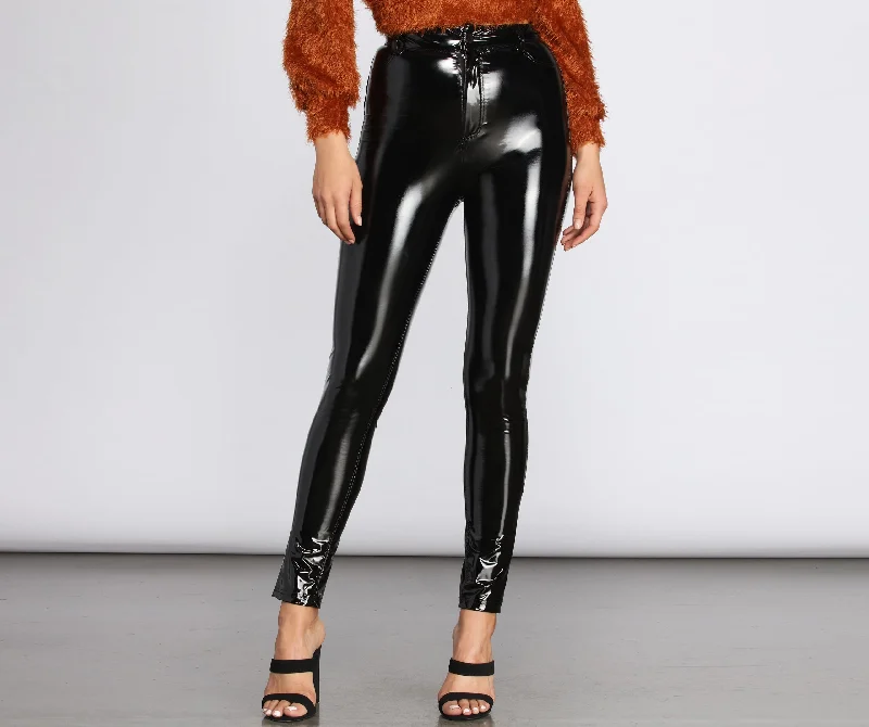 Weekend Bargains to Indulge In High Waist Patent PU Skinny Pants