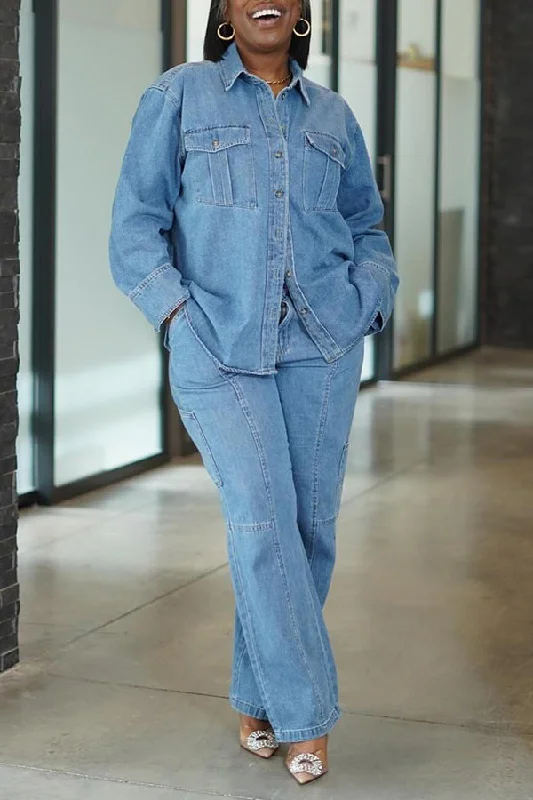 Limited Quantity Stylish Denim material Jacket & Pants Set