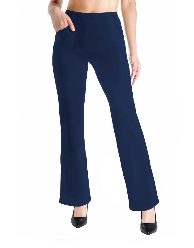Deal of the Week Flare Yoga Dress Pants, 4 Pockets (Navy Blue)