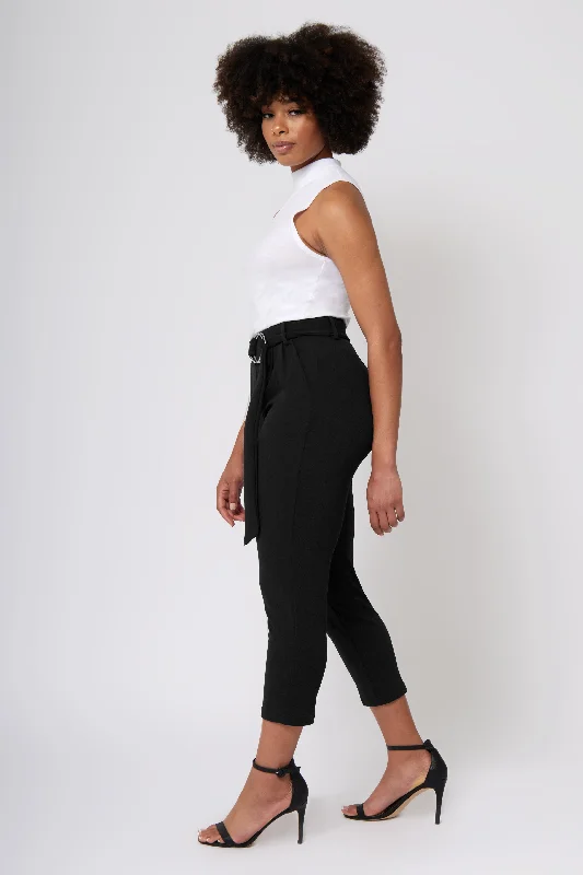 Can't Be Beat High Rise Self Buckle Knit Crepe Trousers