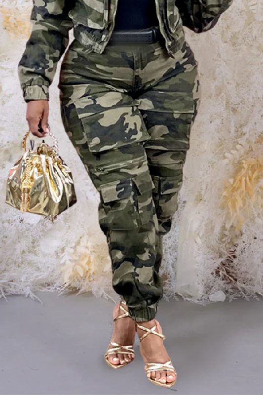 Hot Deal Stylish High Waisted Camo Cargo Pants