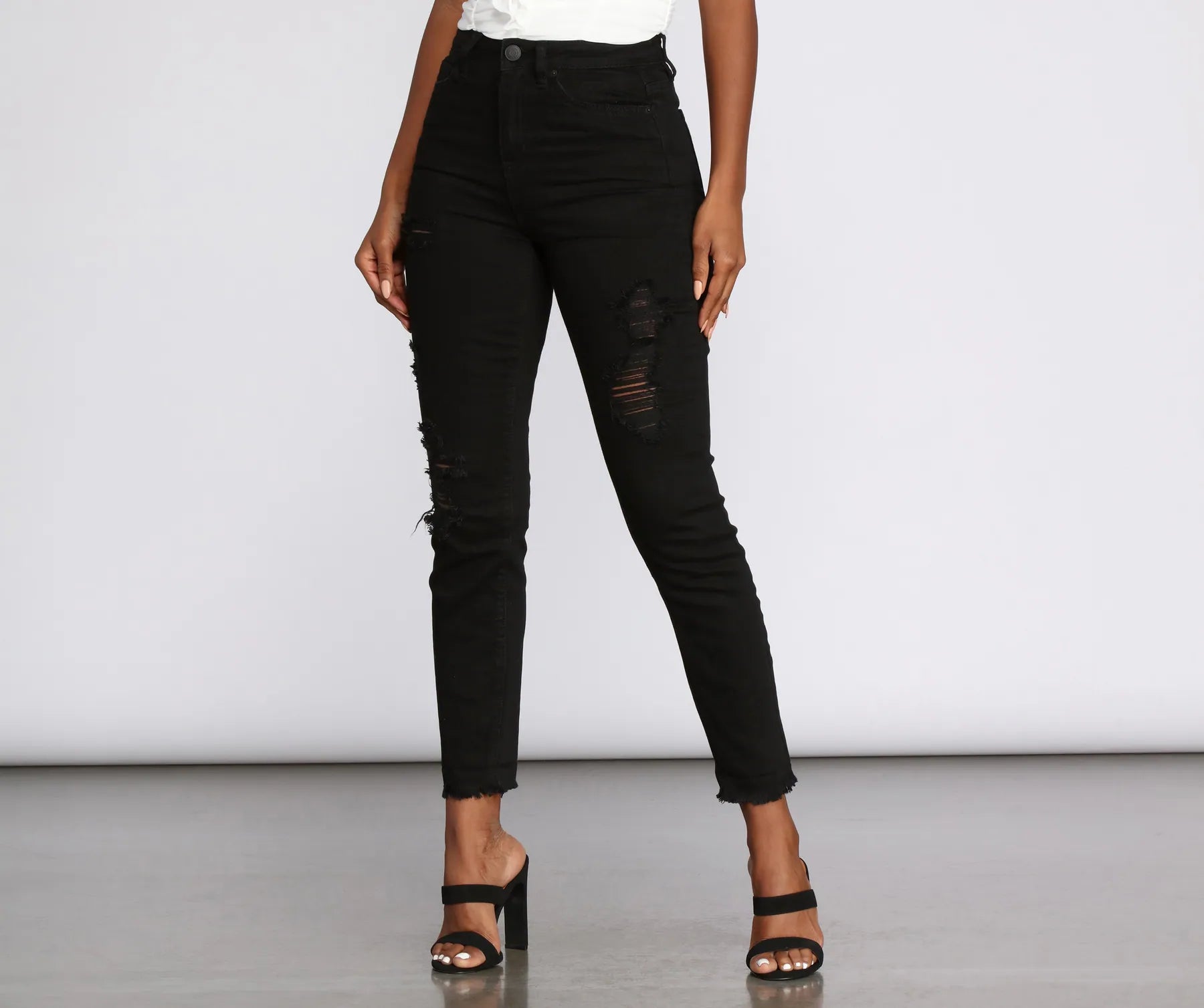 Today Only On The Rise Distressed Skinny Jeans