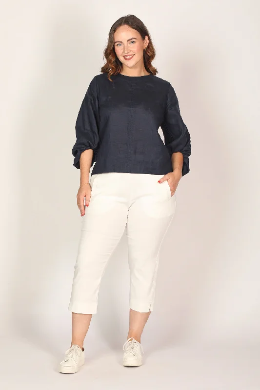 Value Deals Petite Length Cropped Stretch Capri Pant in White